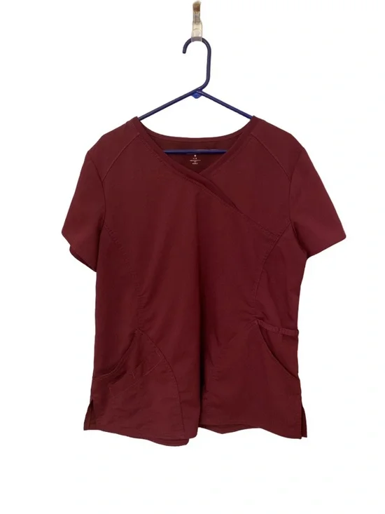 ScrubStar Women’s Scrub Top in Burgundy - Picture 2 of 5